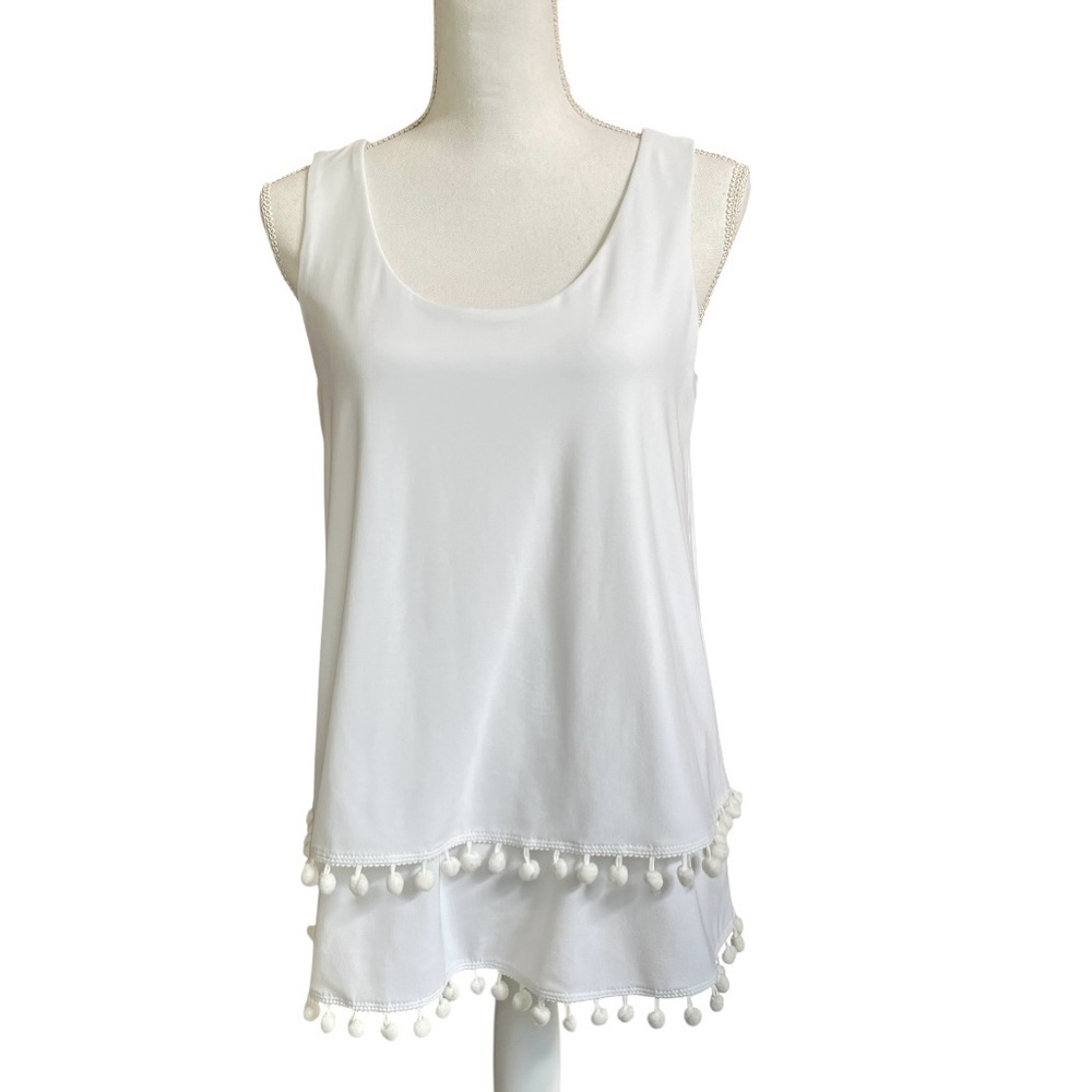 Joseph Ribkoff Pompom Trim Sleeveless Top - Made in Canada 🇨🇦 - Size 8